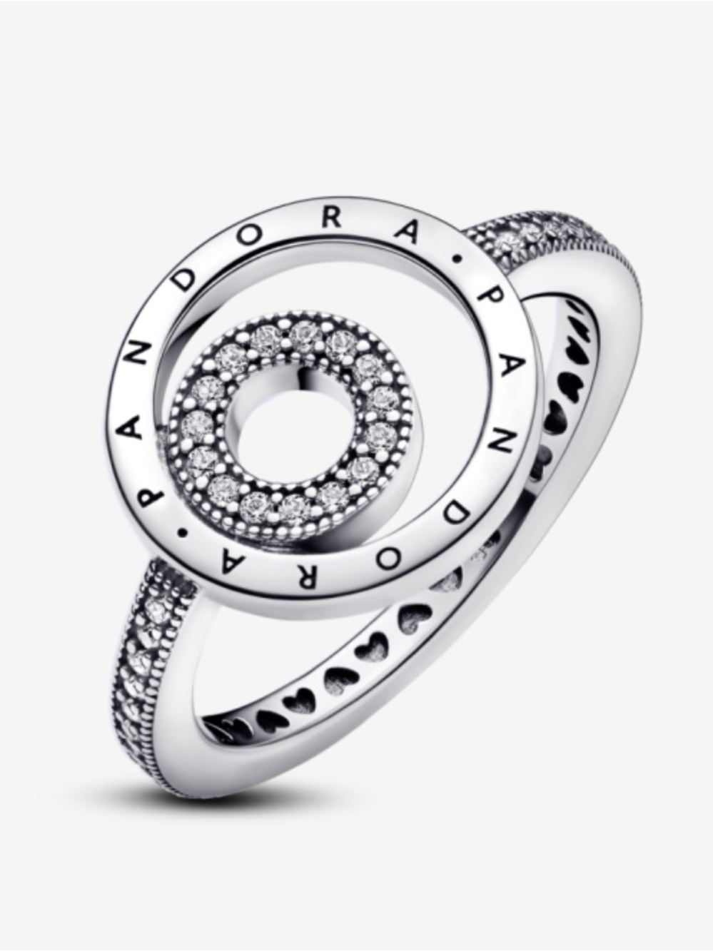 Pandora Signature Logo Circles Pavé Ring, Size 56 (7.5)